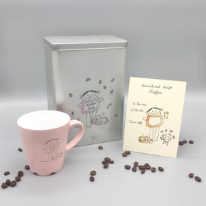 Service à café : parfois le café aide / canette + tasse + carte / cadeau de pendaison de crémaillère / cadeau de pendaison de crémaillère / cadeau de bureau collègue