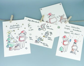 Jeu de cartes de Noël, 12 cartes pour les fêtes, cartes de vœux par nini san