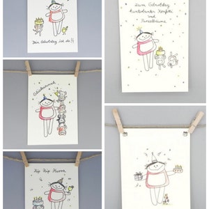 Verjaardagskaarten 5 stuks / gepersonaliseerde verjaardagskaarten / wenskaarten en felicitatiekaarten door nini san