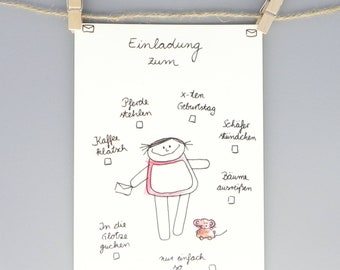 Einladungskarte / Einladung zum...Postkarte von nini san mit Mädchen