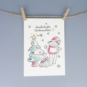 Weihnachtskarte, zauberhafte Weihnachten !! Postkarte mit Weihnachtsfrau von nini san