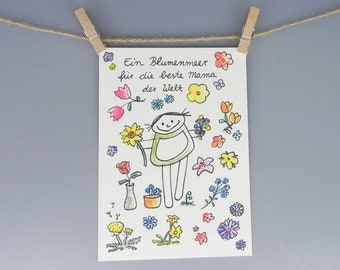 Ein Blumenmeer für die beste Mama der Welt / Karte zum Muttertag nini san Muttertagskarte Mamakarte