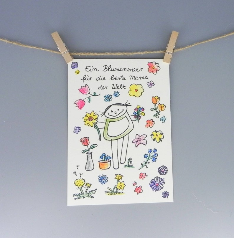 Carte maman mer de fleurs pour maman / carte anniversaire / Fête des mères / carte remerciement / merci maman / flower power / carte personnalisée image 2