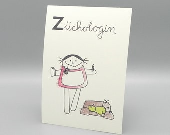 Picture Psychologist DinA 5 Card Züchologist Profession from children's mouths / Psychology
