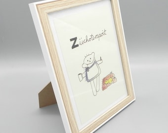 Psychotherapist picture with wooden frame / DinA5 card Züchoterapoit profession from children's mouths / professions illustrations / gift psychotherapy