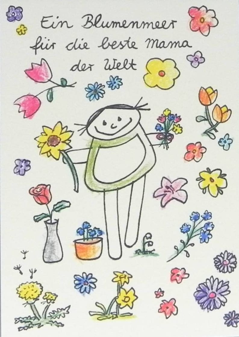 Carte maman mer de fleurs pour maman / carte anniversaire / Fête des mères / carte remerciement / merci maman / flower power / carte personnalisée image 6