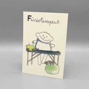 Imagen fisioterapeuta DinA 5 / profesión fisioterapeuta de boca de niños / profesiones de dibujos animados / fisioterapia / ilustración nini san / decir gracias