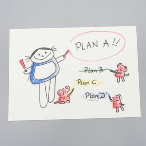 Plan A!! Ansichtkaart / motto / kaart met spreuk / levensmotto / zomaar kaart / motivatie / gepersonaliseerde kaarten / nini san wenskaart