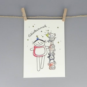 Glückwunschkarte hoch soll sie leben / Geburtstagskarte / Happy Birthay / Gratulationskarte / personalisierte Karte / nini san Postkarte