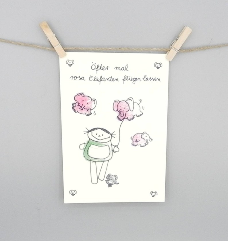 Plus souvent les éléphants roses font voler carte, carte de motivation de nini san image 1