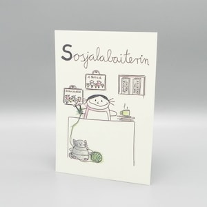Image travailleur social DinA 5 carte Sosjalabaiiterin profession des lèvres des enfants, cadeau collègue, personnalisable, premier emploi, travail de rêve