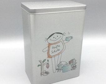 Cocoa storage tin hot chocolate / nini san tin / cocoa powder storage / metal tin / hot chocolate / tin with swing lid