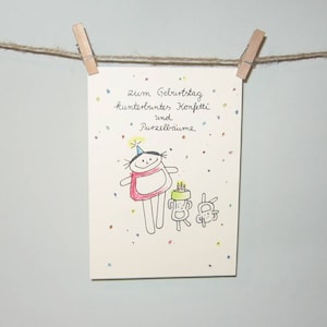 Carte d'anniversaire - confettis colorés et sauts périlleux pour votre anniversaire - de nini san