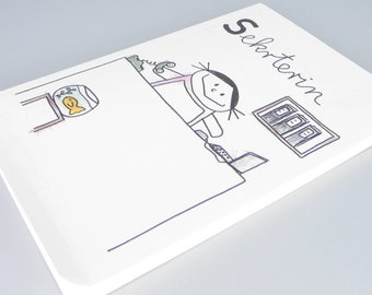 Secretary notebook in light grey with blank pages, secretary profession as described by a child, personalized gift with name for employee