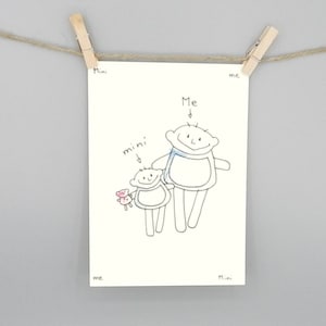 Biglietto padre e figlio, mini cartolina Me di Nini San per la festa del papà