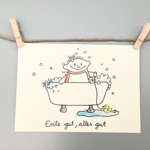 Cartão com a inscrição "Ente gut alles gut" / cartão para exame, parabéns por ter passado no exame, cartão personalizado para formatura do ensino médio