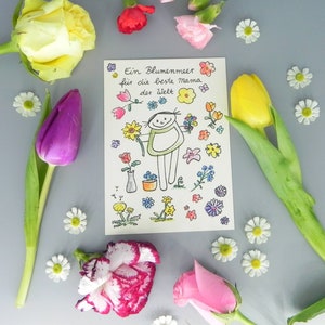 Carte maman mer de fleurs pour maman / carte anniversaire / Fête des mères / carte remerciement / merci maman / flower power / carte personnalisée image 1