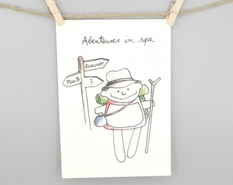 Carte de devise Carte d'adieu du futur aventurier Nini San / Carte de motivation / Carte de proverbe / Carte de voyage personnalisée