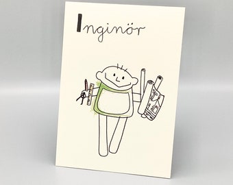 Picture engineer DinA 5 card engineer profession from children's mouths
