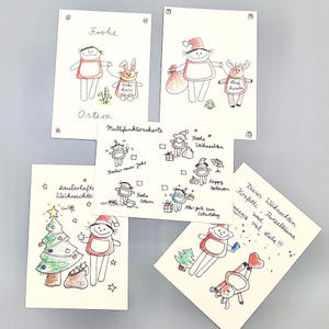 Tarjetas de Navidad y Pascua 5 piezas / Tarjetas de Navidad / Tarjeta de Pascua / Tarjeta multifuncional / Feliz Navidad / Felices Pascuas