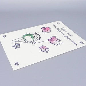 Plus souvent les éléphants roses font voler carte, carte de motivation de nini san image 6