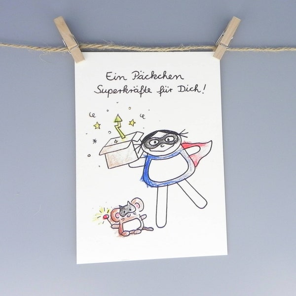 Ein Päckchen Superkräfte für Dich / Motivationskarte / Aufmunterungskarte /Mutmacher / personalisierte Karte von nini san / Superkraft