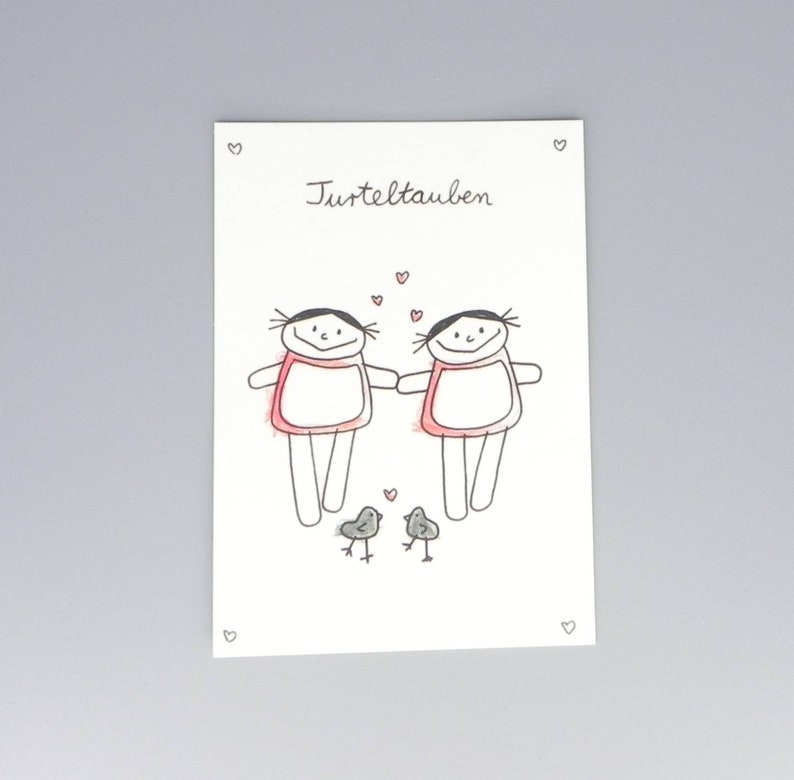 Turteltauben carte pour des amoureux ,2 filles image 2