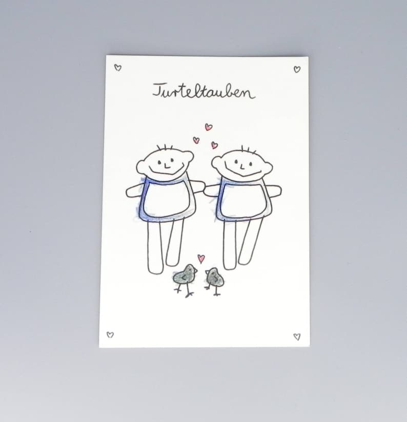 Wedding card lovebirds lovers two men/card love engagement congratulations couple queer gay Valentine's Day image 2