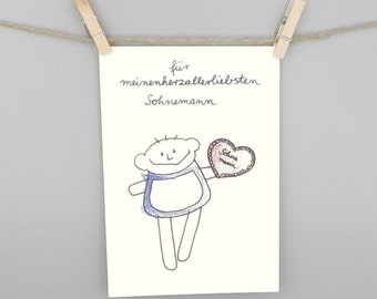 Karte für den Sohn, Sohnemann Postkarte von nini san