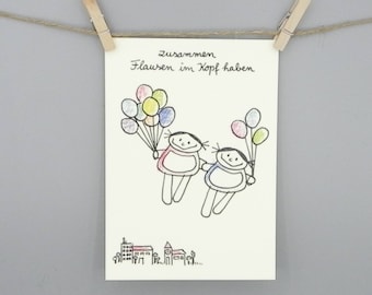 Friendship card Flausen im Kopf nini san friendship card best friend / birthday card / personalized cards