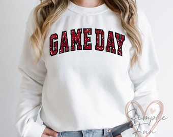 Design de bordado para o dia do jogo | Aplique de letras universitárias vintage | Arquivo de bordado para moletom e blusa de moletom com capuz