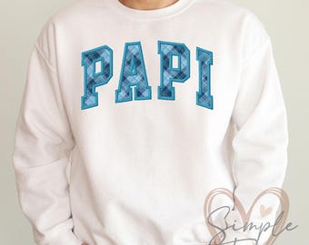 Design de bordado com apliques PAPI, arquivo de bordado à máquina para o dia dos pais, arquivo de bordado com apliques para camisas de pai