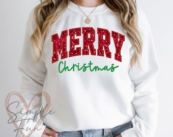 Merry Christmas Embroidery,Merry Applique,Christmas Sweatshirt Embroidery,Machine Embroidery Design