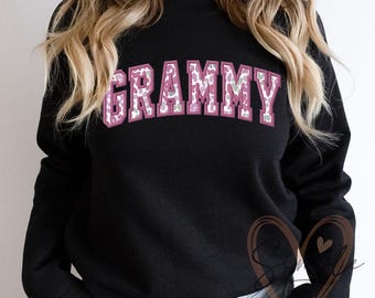 Diseño de bordado con apliques de Grammy, bordado de sudadera de abuela, bordado de Grammy, archivo de bordado a máquina