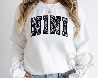 NINI Applique Embroidery Design,Nini Sweatshirt Embroidery Design,Machine Embroidery File