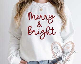 Merry and Bright Embroidery Design,Merry Christmas Embroidery,Christmas Sweatshirt Embroidery,Machine Embroidery