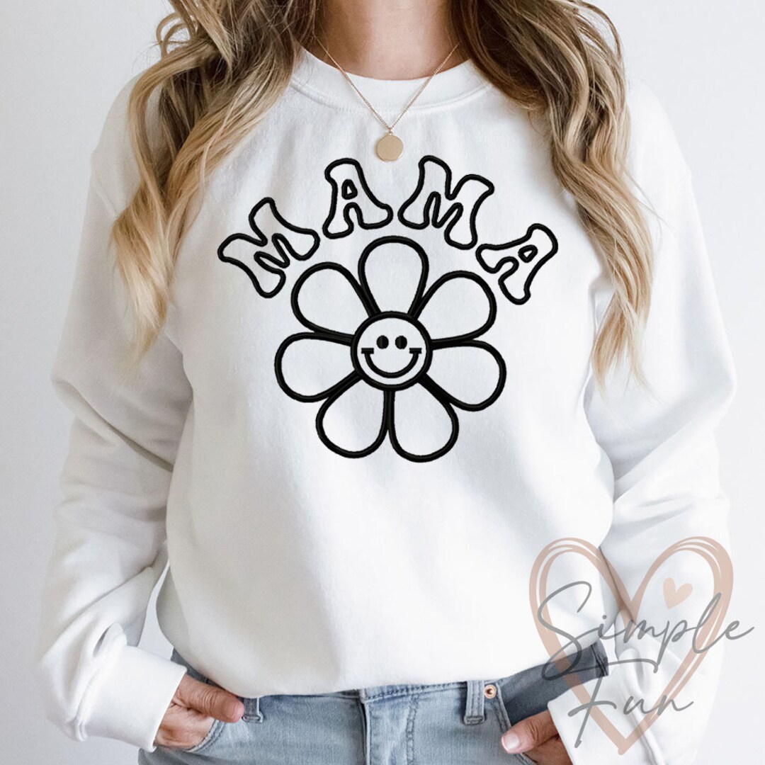 Mama Outline Embroidery Design,mama Floral Embroidery,mama Flower