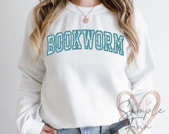 Bookworm Embroidery,Bookworm Sweatshirt Embroidery Design,Book Lover Sweatshirt Design,Machine Embroidery File