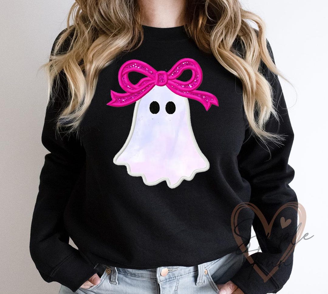 Cute Ghost With Bow Embroidery Design – Halloween Machine Embroidery ...
