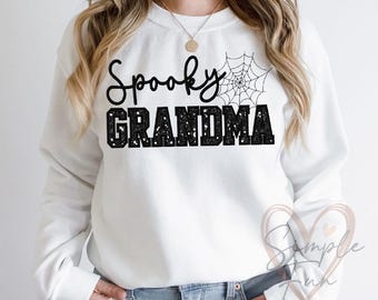 Applique bordado Spooky Grandma, arquivo de bordado de moletom Spooky Season, arquivo de bordado à máquina