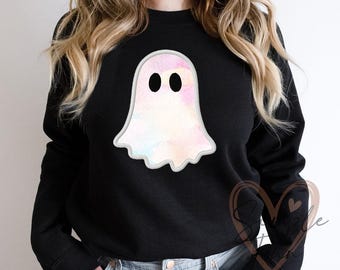 Design de bordado de aplique de fantasma simples - Arquivo de bordado à máquina de Halloween em 6 tamanhos
