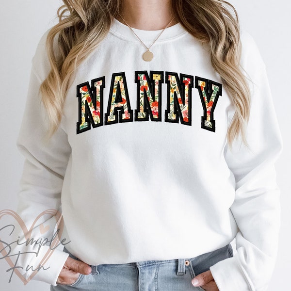 NANNY Applique Embroidery,Grandma Sweatshirt Embroidery,Machine Embriodery Design