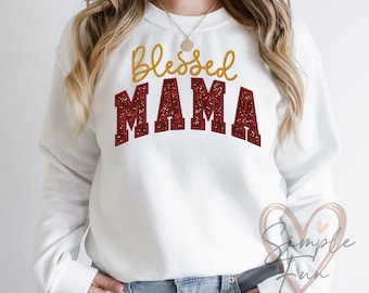 Blessed MAMA Embroidery Design, Thanksgiving Machine Embroidery File, Mom Shirt Embroidery Design