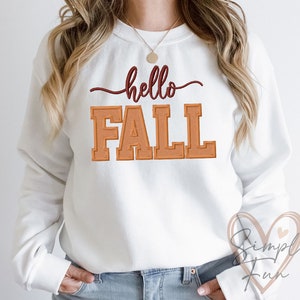 Hello Fall Applique Embroidery Design,Fall Embroidery Design,Thanksgiving Embroidery,Machine Embroidery Design