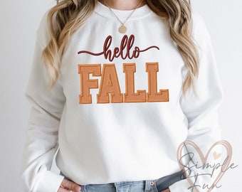 Hola diseño de bordado de apliques de otoño, diseño de bordado de otoño, bordado de Acción de Gracias, diseño de bordado de máquina
