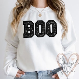 Halloween Stickerei Design,BOO Applikation Stickerei,Halloween Sweatshirt Stickdatei, Maschinenstickerei