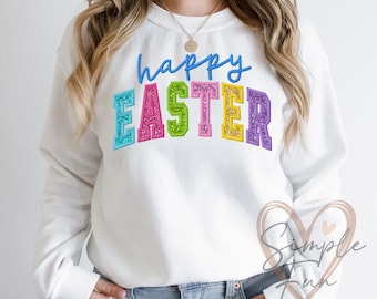 Happy Easter Applique Embroidery,Easter Sweatshirt Embroidery,Machine Embroidery File