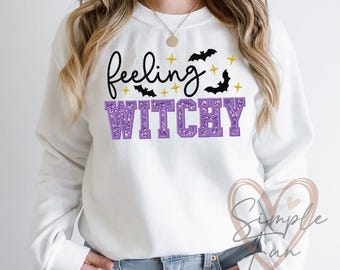 Feeling Witchy Embroidery File,Halloween Sweatshirt Embroidery Design,Spooky Season Embroidery Design,Machine Embroidery File