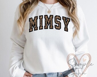Design de bordado aplique MIMSY, arquivo de bordado à máquina com letras universitárias arqueadas, design para moletom, download instantâneo