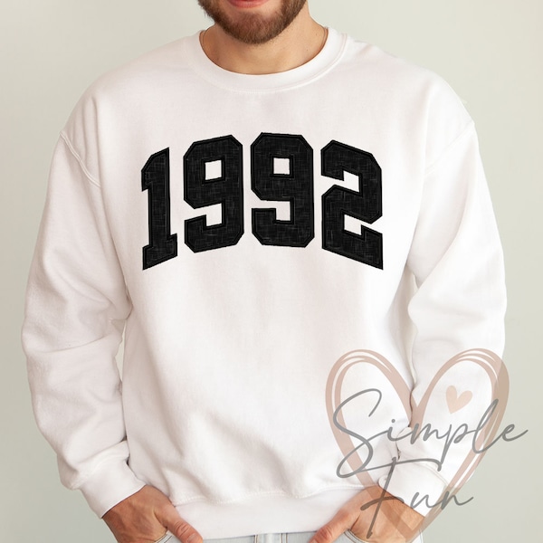1992 Applique Embroidery Design,Birth Year Sweatshirt Embroidery,1992 Sweatshirt Embroidery,Machine Embroidery File